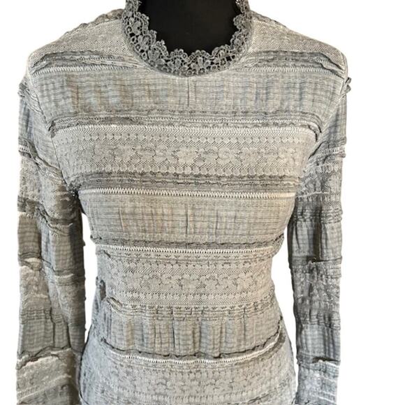 Pol Textured Slate Long-Sleeve Midi Dress – Boho Chic, size Medium - Picture 2 of 7